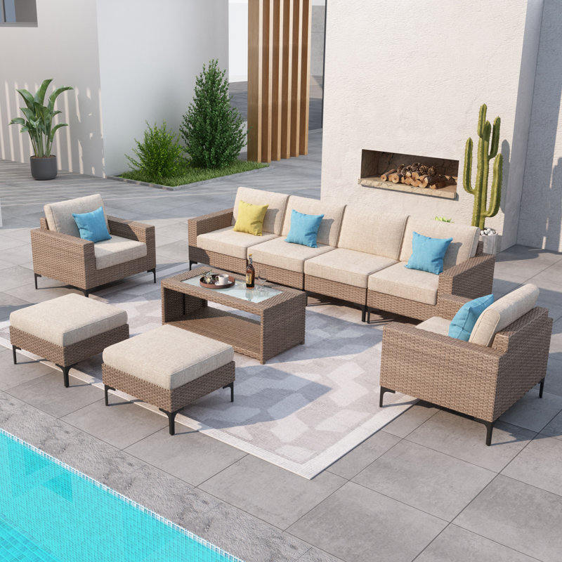 Amberson Aluminum 8-Person Outdoor Sectional with Cushions
