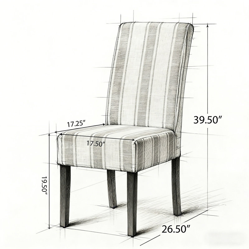 Chaise de salle à manger, ensemble de 2 (table non incluse), Rayure grise