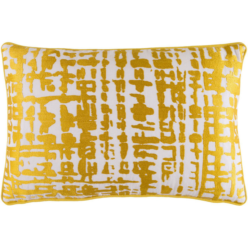 Mack Linen Throw Pillow, 18" H x 18" W x 4" D, Gold/Ivory