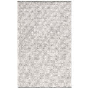 Zahid Geometric Handmade Tufted Ivory/Light Gray Area Rug 8ft x 10ft 