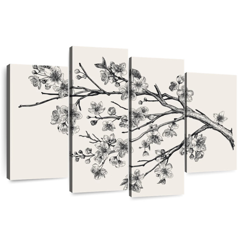 Illustration Harnek de sakura rétro, H 42 po x l 68 po