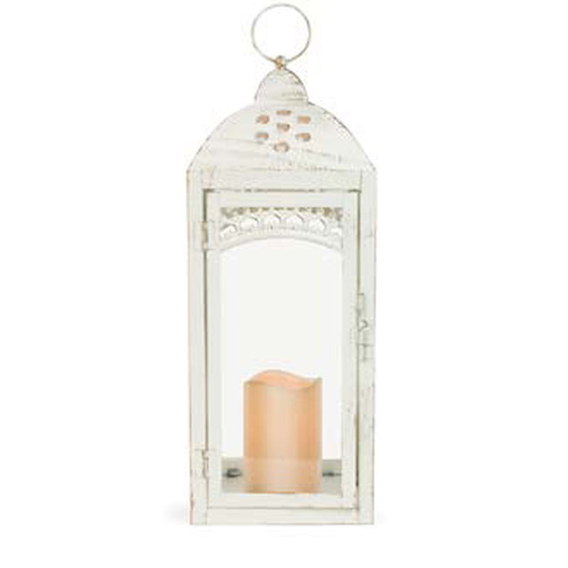Metal Tabletop Lantern, 16.5" H x 6.38" W x 6.38" D