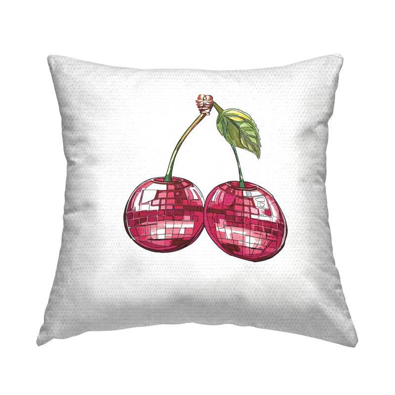 Coussin extérieur géométrique imprimé cerise par Amelia Noyes