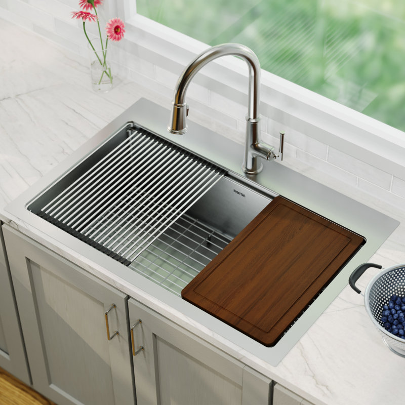 Elite Workstation 33'' L Drop-In Single Bowl Stainless Steel Kitchen Sink
