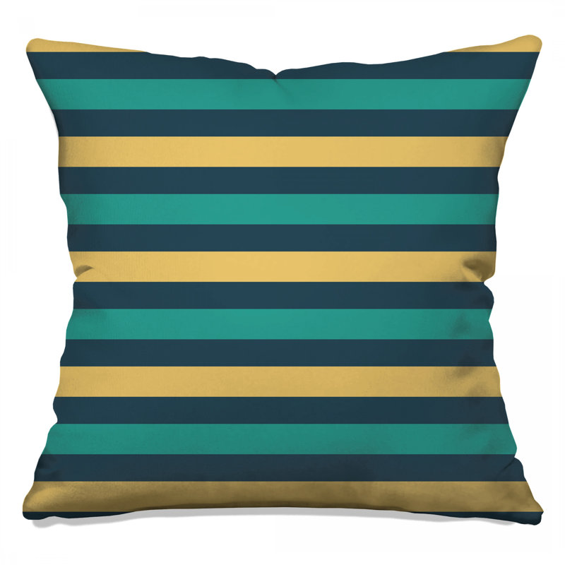 Coussins décoratifs à rayures jaunes et bleu sarcelle, 16 x 16 pouces