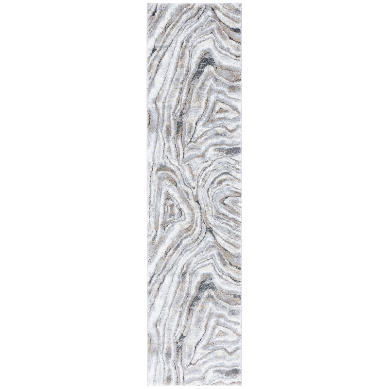 Tapis abstrait beige / gris Kash, Tapis de couloir 2 pi 2 po x 9 pi