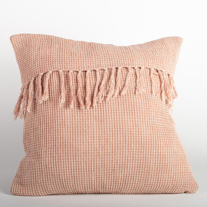 Coussin 18 "X 18" Waffle Weave, Rose