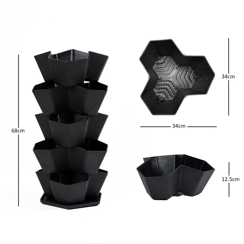 5 Tier Recycled Plastic Stackable Garden Planter