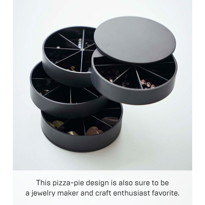 Tower Stacked Plastic Jewellery Organizer Tray, Black
