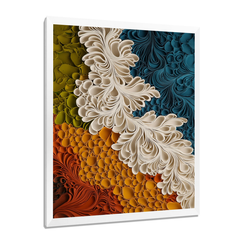 Noveta - Abstract Wall Art Living Room, H 32 po x l 16 po, Reproduction encadrée d'une seule photo, Blanc