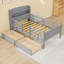 Lit plateforme simple en bois 2 tiroirs avec tablettes et DEL-1748156635