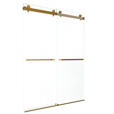 Porte de douche coulissante double de 80 po h, largeur réglable de 56 à 60 po, verre trempé épais de 10 mm, or brossé et réversible, étanchéité à l'eau, cadre et poignées en acier inoxydable 304 x 3/8 po 10 mm