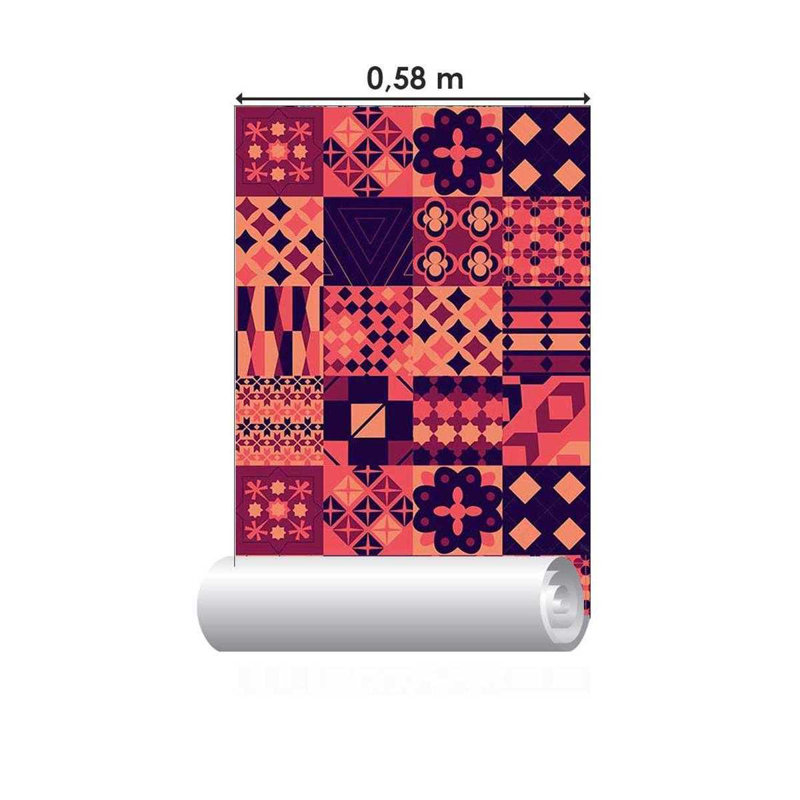 Rouleau de papier peint pelez et collez, Rose / noir, L 126 po x l 24 po