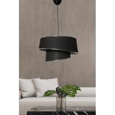Elegant Scandinavian Chandelier, Silver & Black, 27.6 x 27.6 x 7.9 inches | Metal Body, Fabric Cap | CE Certified, E27 Socket (Max 40W) | Perfect for Modern Dining Room & Living Spaces, Stylish & Functional Design