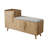 Walnut Wooden Shoe Storage Bench With Left-Side Cabinet For Entryway (47")