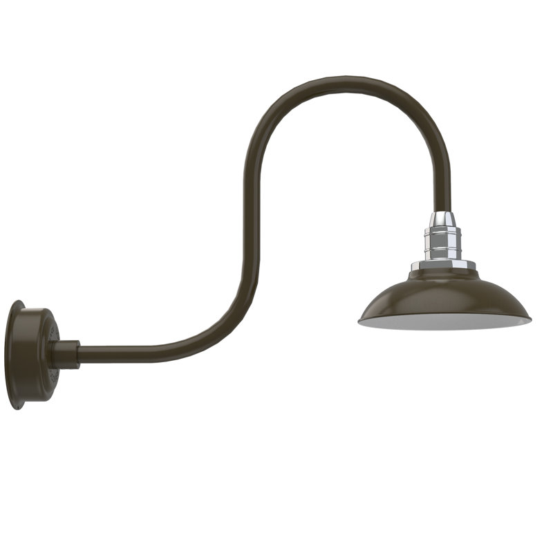 Luminaire de grange d’extérieur à del Ludwicka, H 9 po x l 10 po x P 17 po, Bronze acajou