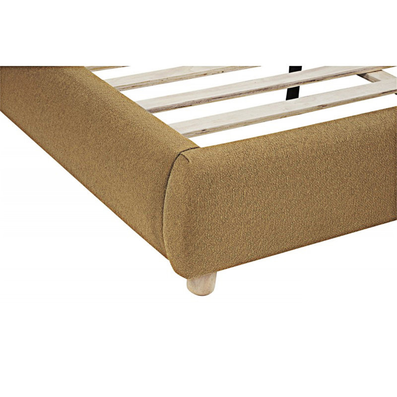 Contemporary Upholstered  Platm Bed Frame, Brown