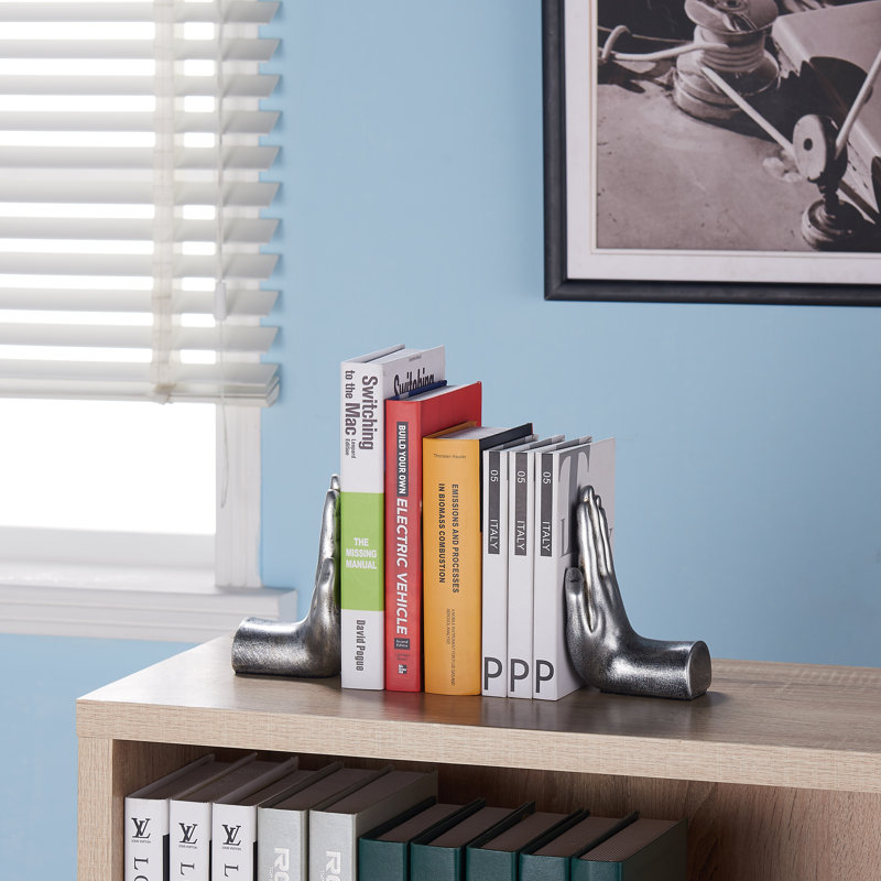Modern & Contemporary Resin Non-Skid Bookends, Silver