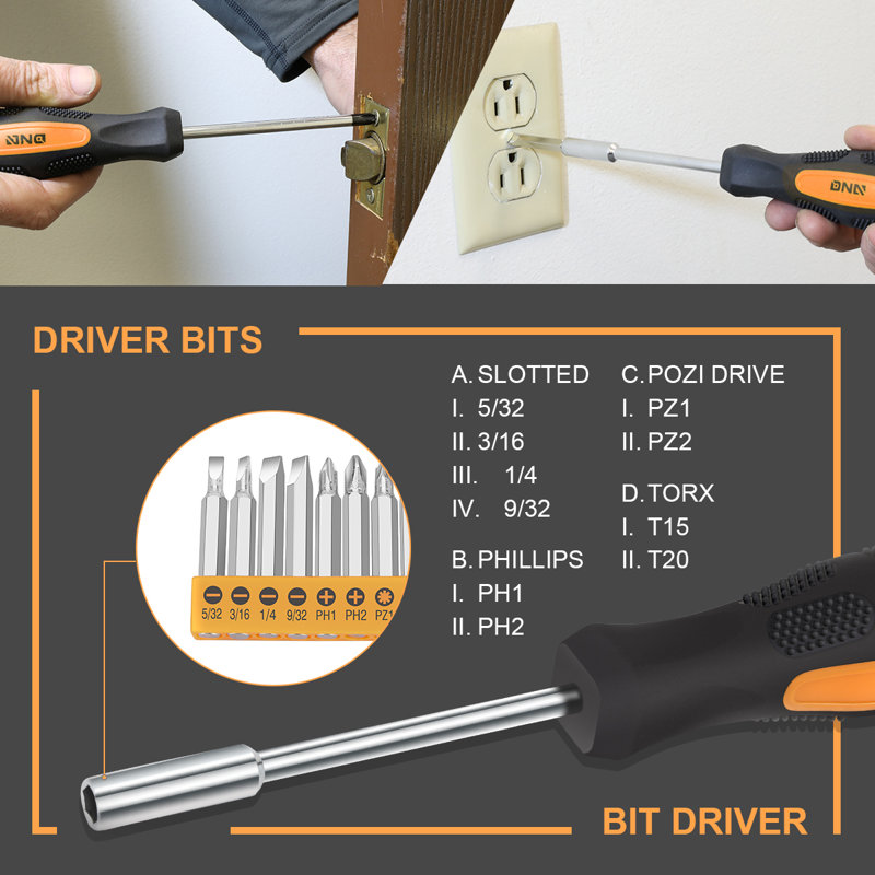Boîte à outils de rangement pour perceuse / perceuse à percussion sans fil de 21 volts 21 pièces (bleu), Orange