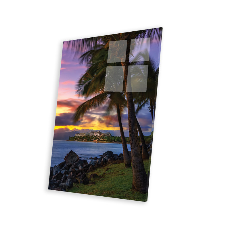 Le soleil se couche sur Hawaï - impression, Impression sur acrylique, H 16 po x l 24 po x P 0,25 po