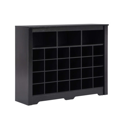 Sleek Design 24 Shoe Cubby Console, Modern Shoe Cabinet with Curved Base, Versatile Sideboard for Hallway, Bedroom, and Living Room