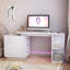 Table de bureau moderne, bureau extensible avec tiroirs de rangement et tablette ouverte, bureau d'ordinateur avec huche et bibliothèque, bureau de direction en bois pour adolescents Bureau d'écriture pour ordinateur portable