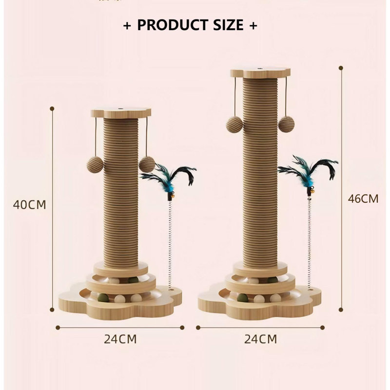 Grattoir à fleurs en sisal avec jouets Teaser, H 18,11 po x l 9,45 po x P 9,45 po