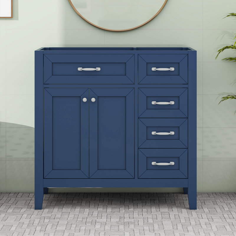 Meuble-lavabo 36 po sans lavabo, tiroirs, Bleu