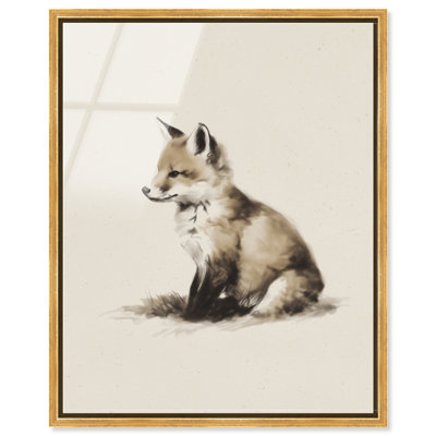 Paper Fox I Framed Acrylic Print Nursery Wall Decor by Art Remedy, Gold Frame, 20 x 24