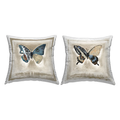 Vintage Butterfly Specimens 2 Piece Outdoor Printed Pillow Set by Stacy Daguiar