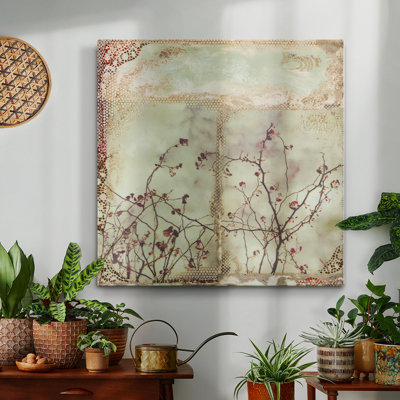 Feuille rouge - Toile tendue avec châssis de qualité supérieure - prête à être accrochée
