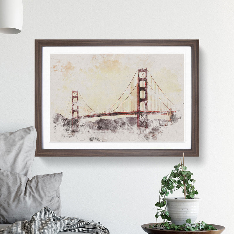 Golden Gate Bridge Vol.3 - Picture Frame Painting, Walnut Framed, 27cm H x 36cm W x 2cm D