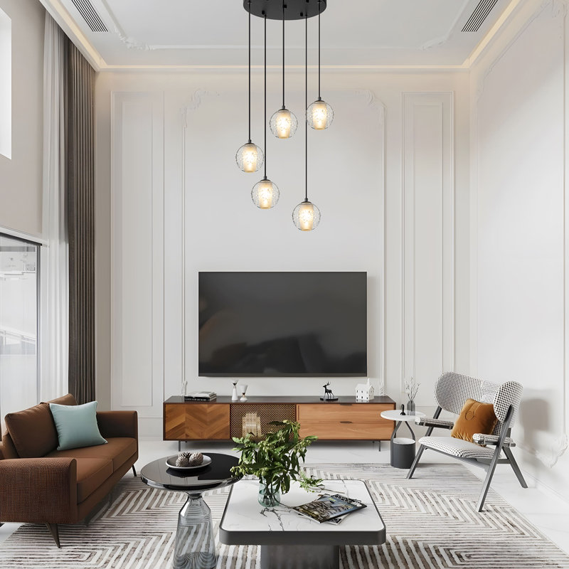 Hurleigh 5 - Light Dimmable Cluster Pendant Light with Crystal Globe Balls