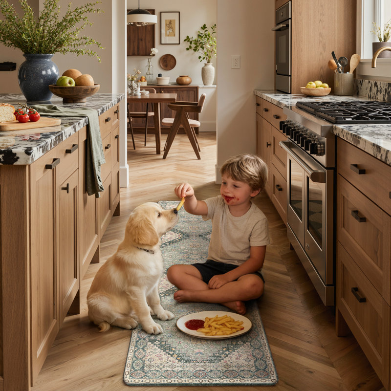 Anti-Fatigue Anti-Slip Waterproof Kitchen Mat, Runner 17" x 59" + 17" x 30", Green