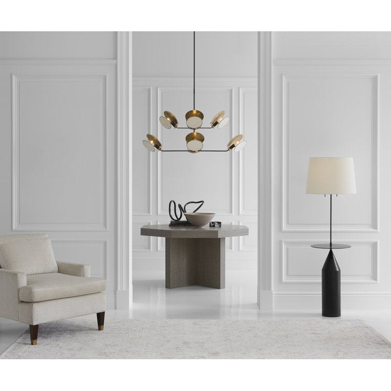 Thomas O'Brien Osiris Large Reflector Chandelier, Bronze/Hand-Rubbed Antique Brass, 21.5" H x 54" W x 54" D