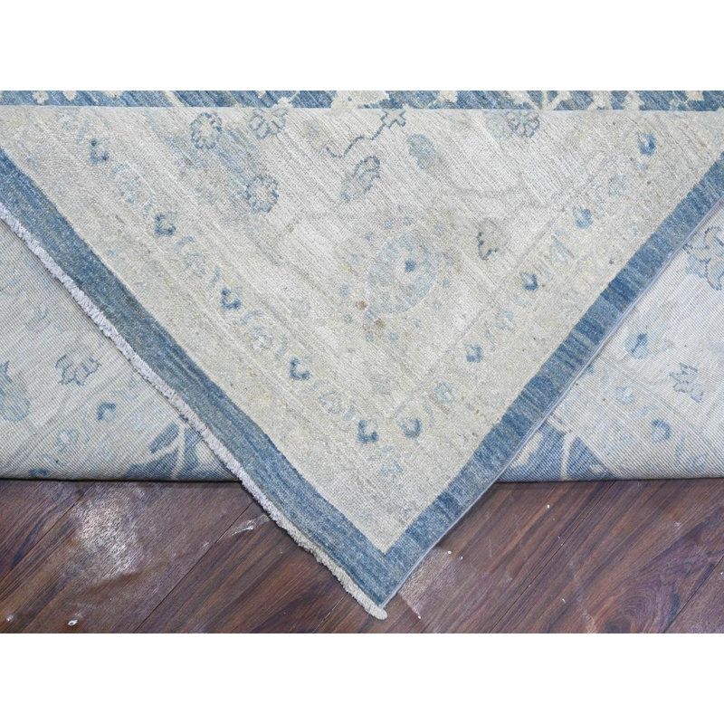 Tapis en laine de Peshawar nouÃ© Ã  la main, bleu, allongÃ© et Ã©troit, surdimensionnÃ©, 9 pi 10 po x 20 pi 3 po - CD32EC369CCE489198947294928D07B5