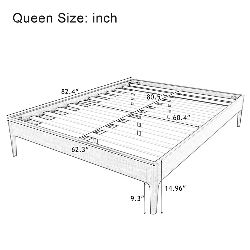 15 Inch High Queen Size Solid Dry Bamboo Wood Platform Bed Frame, With Wood Slat Metal Support, Modern & Minimalist Style, No Box Spring Needed, Easy Assembly, Chocolate