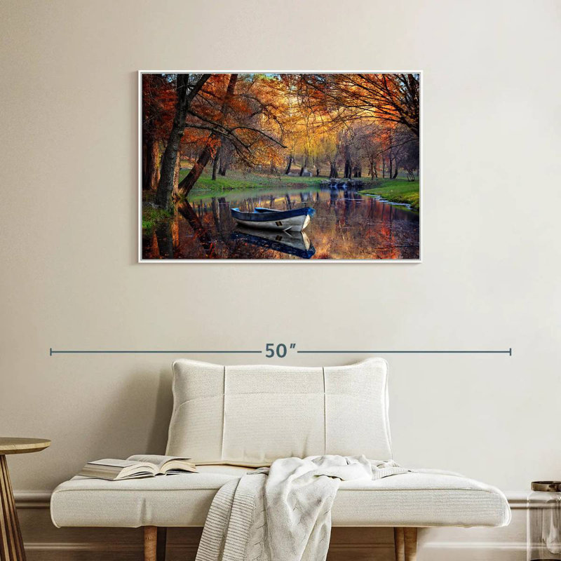 Bateau Autumn Lake, Cadre flottant blanc, 37 po x 25 po