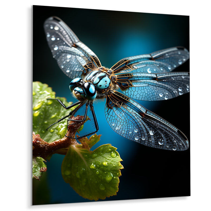 Décoration murale sarcelle libellule insectes - animaux libellule en métal, H 20 po x l 12 po x P 1 po