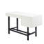 Bureau d'écriture avec espace de travail spacieux: base en bois massif, plateau de table blanc lustré, grand espace de rangement texturé à l'avant brouté: ultrabrillant