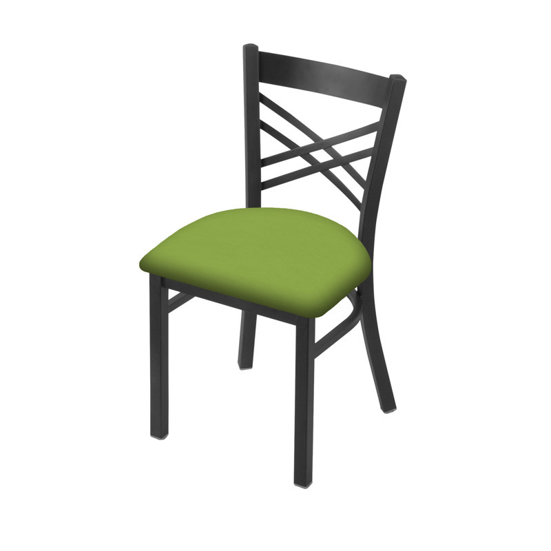 Catalina 18'' H Upholstered Metal Side Chair, Pewter, Vinyl-Canter Kiwi Green