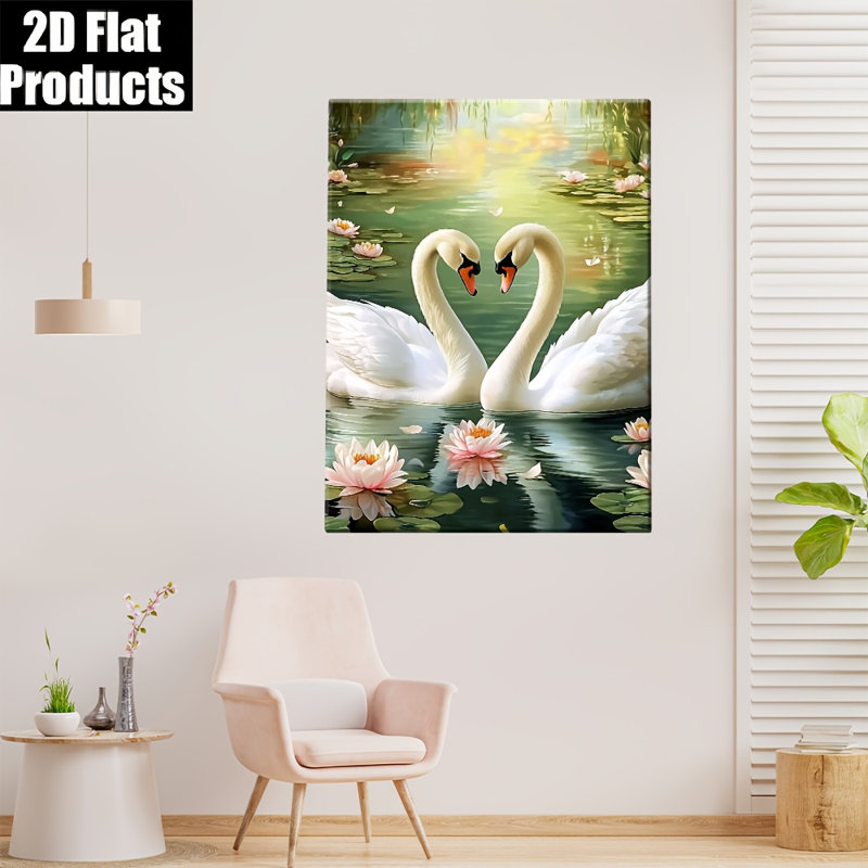 Paire de cygnes tranquilles, impression sur toile de Lily Pond - Urban Studio, 24 * 16 pouces (60 * 40 * 2cm)