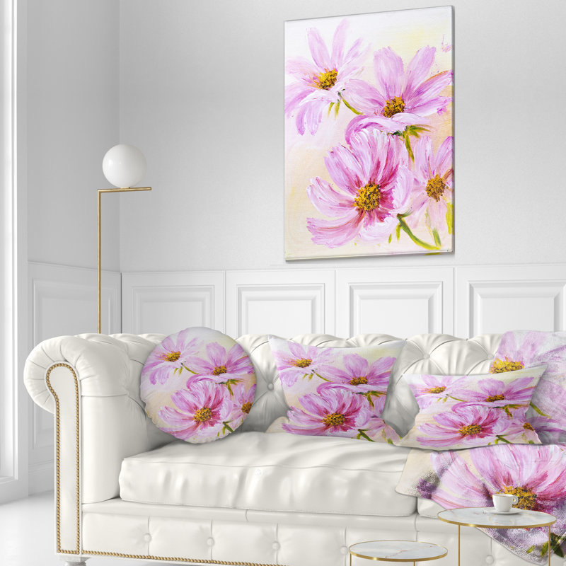 Blooming Pink Cosmos Flowers - Coussin imprimé floral, 12 po x 20 po, Coussin lombaire