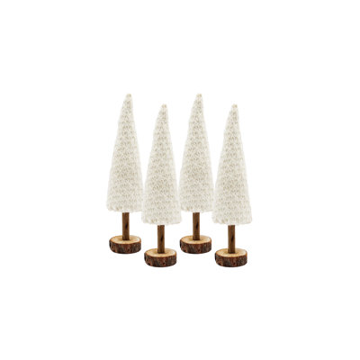 Cône blanc avec base - ensemble de 4 - 2,4 po x 2,4 po x 9,8 po - blanc / brun