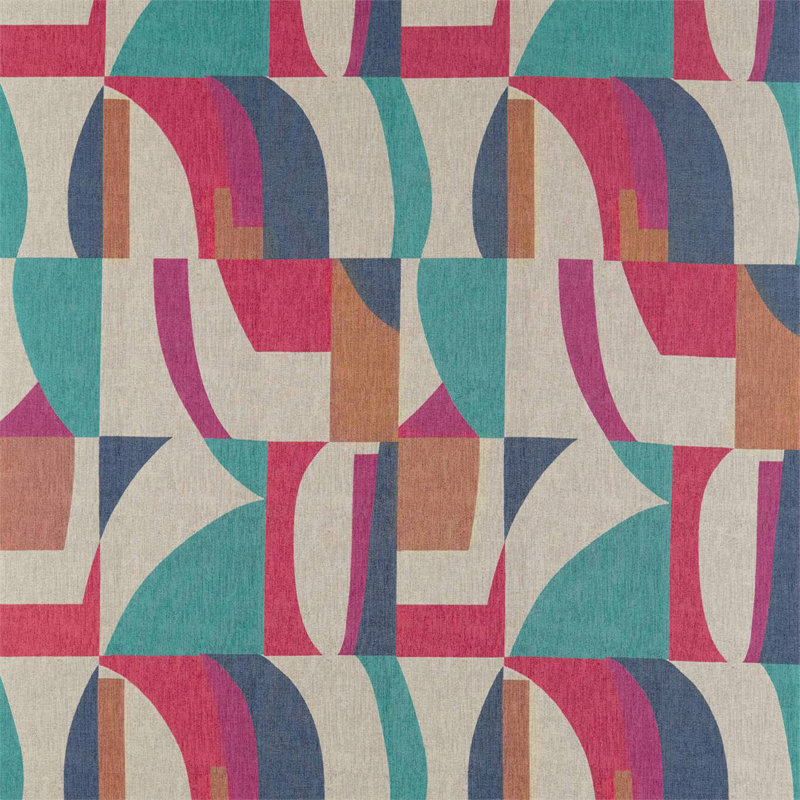 Bodega Fabric, 	Indigo/Mandarin/Fuchsia