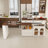 Kitchen Island with Extendable & Rotating Table, MDF with Walnut Veneer Retro Design, 4 Drawers & Glass Door Cabinets with Built-in Socket, Expandable Dining Station for 2-4 Person