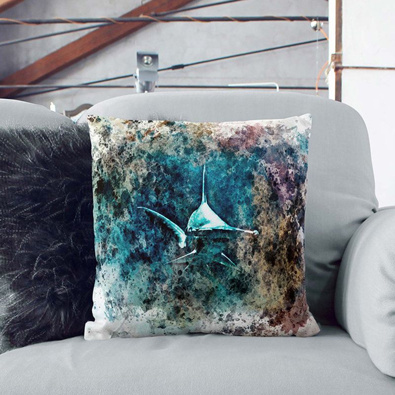Hammerhead Shark Cushion with Filling, 55cm H x 55cm W x 20cm D, Black