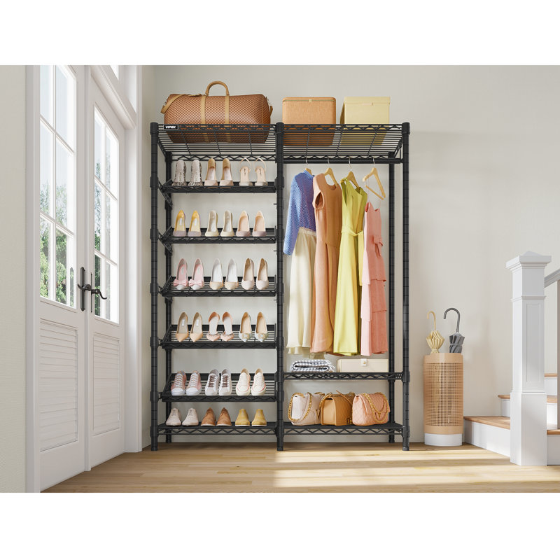 VIPEK Heavy Duty Clothes Rack with 7-Tiers Shoe Shelves, Black