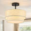 Plafonnier rond 3 lumières à 2 niveaux avec abat-jour cylindrique à 3 niveaux à 2 niveaux et 3 niveaux-582780329