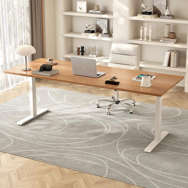 Brown Rectangular Hight adjustable Solid wood Desks, 24.8" H x 55.12" W x 27.56" D